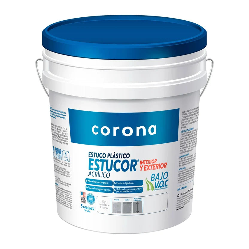 Estucor - Estuco Plástico 30 Kilos - 5 Galones - CORONA