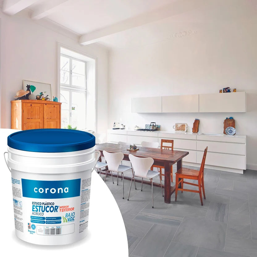 Estucor - Estuco Plástico 30 Kilos - 5 Galones - CORONA