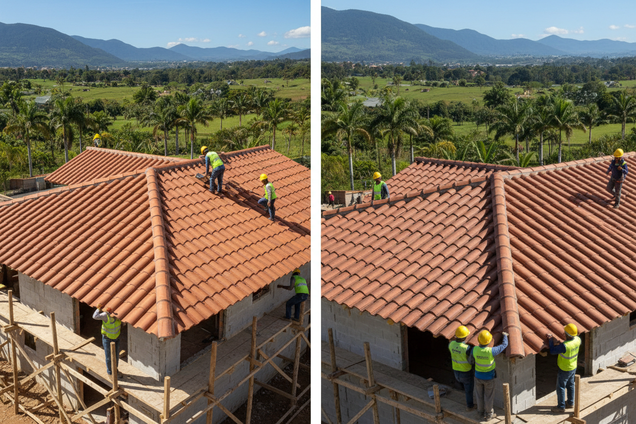 Teja UPVC colonial terracota vs. cresta alta: comparativa técnica