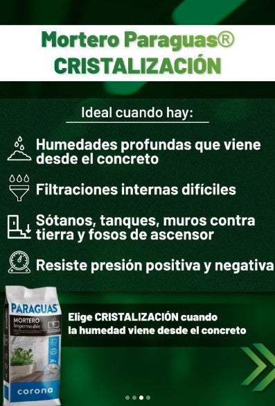 MORTERO PARAGUAS CRISTALIZACION